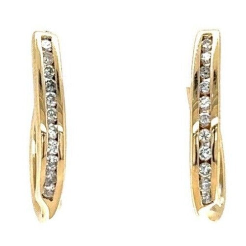 14k Yellow Gold 1/3ct Diamond Hoop Earrings 7.8g