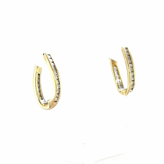 14k Yellow Gold 1/3ct Diamond Hoop Earrings 7.8g