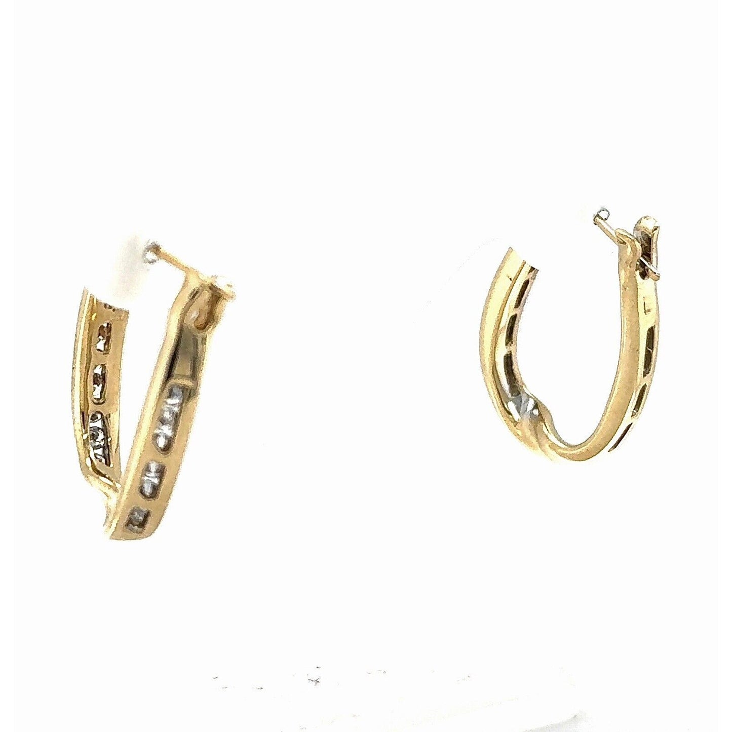 14k Yellow Gold 1/3ct Diamond Hoop Earrings 7.8g