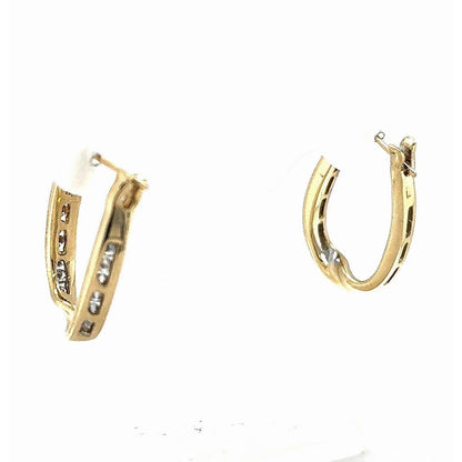 14k Yellow Gold 1/3ct Diamond Hoop Earrings 7.8g