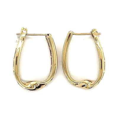 14k Yellow Gold 1/3ct Diamond Hoop Earrings 7.8g
