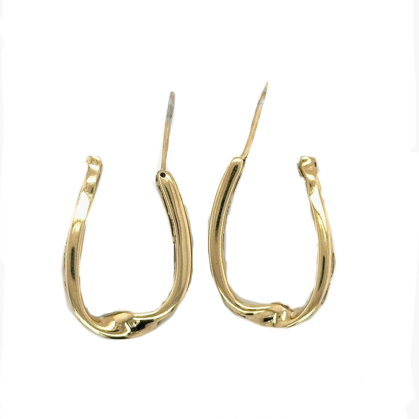 14k Yellow Gold 1/3ct Diamond Hoop Earrings 7.8g