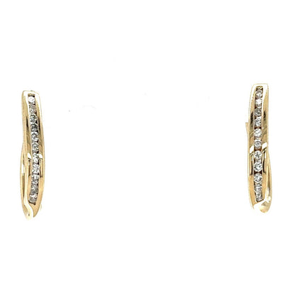 14k Yellow Gold 1/3ct Diamond Hoop Earrings 7.8g