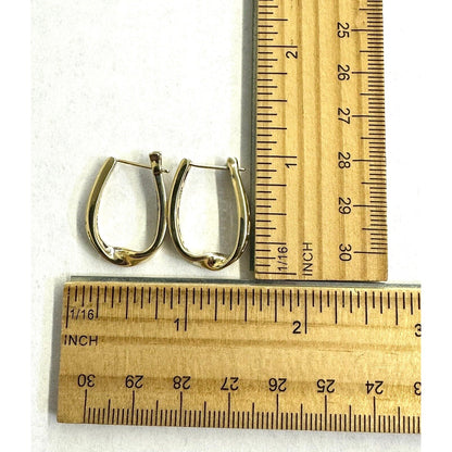 14k Yellow Gold 1/3ct Diamond Hoop Earrings 7.8g