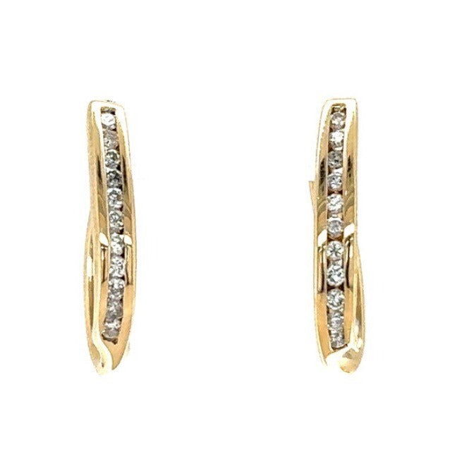 14k Yellow Gold 1/3ct Diamond Hoop Earrings 7.8g