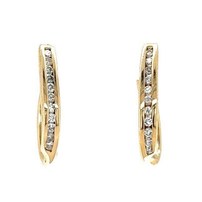 14k Yellow Gold 1/3ct Diamond Hoop Earrings 7.8g