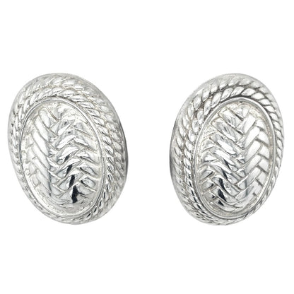 Oval Twist Woven Design Clip-on Earrings Sterling Silver 16.7g