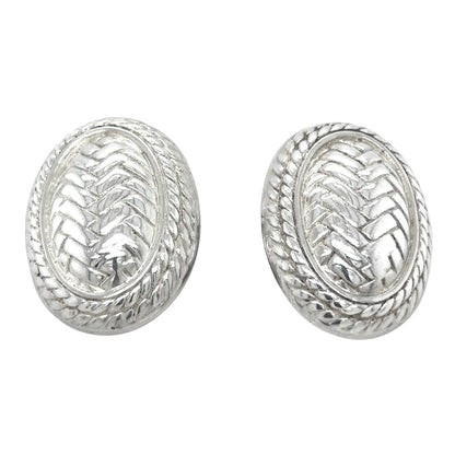 Oval Twist Woven Design Clip-on Earrings Sterling Silver 16.7g