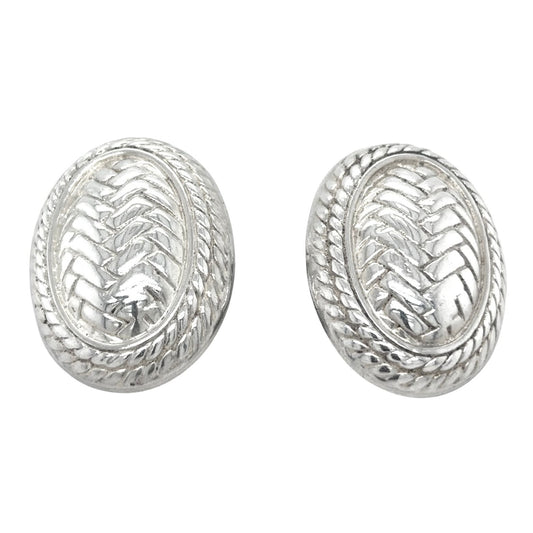 Oval Twist Woven Design Clip-on Earrings Sterling Silver 16.7g