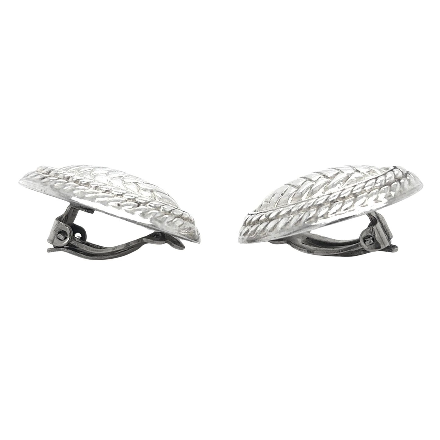 Oval Twist Woven Design Clip-on Earrings Sterling Silver 16.7g