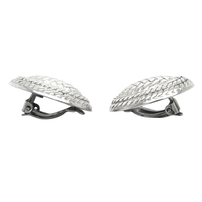 Oval Twist Woven Design Clip-on Earrings Sterling Silver 16.7g