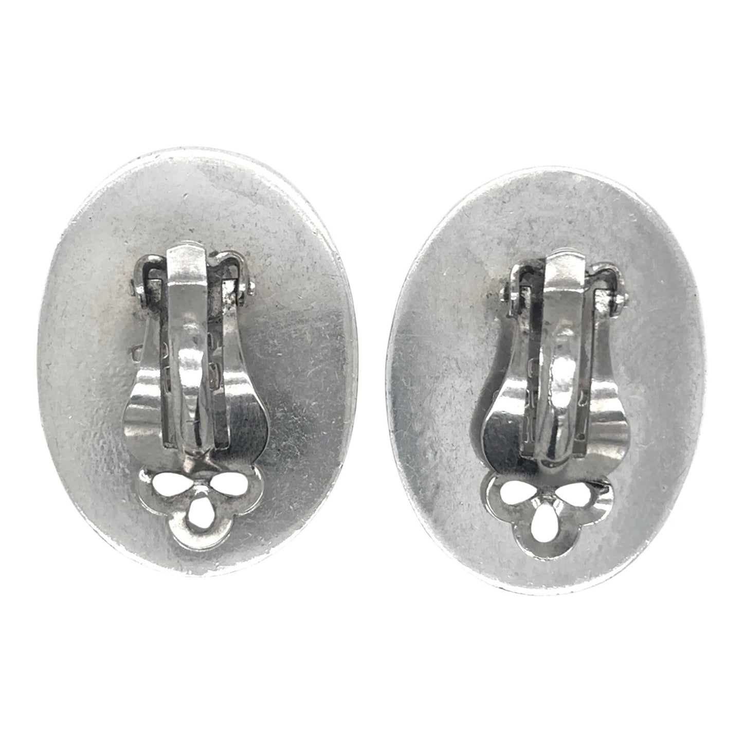 Oval Twist Woven Design Clip-on Earrings Sterling Silver 16.7g