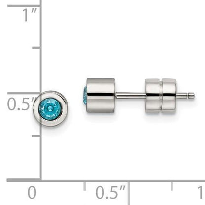Chisel CZ March Birthstone Post Earrings Stainless Steel Polished