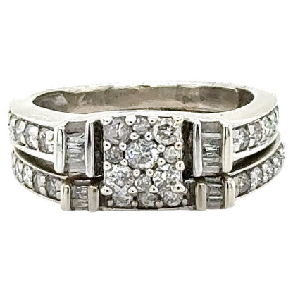 3/4ctw Diamond 14k White Gold Bridal Wedding Ring Set 5.6g Size 5
