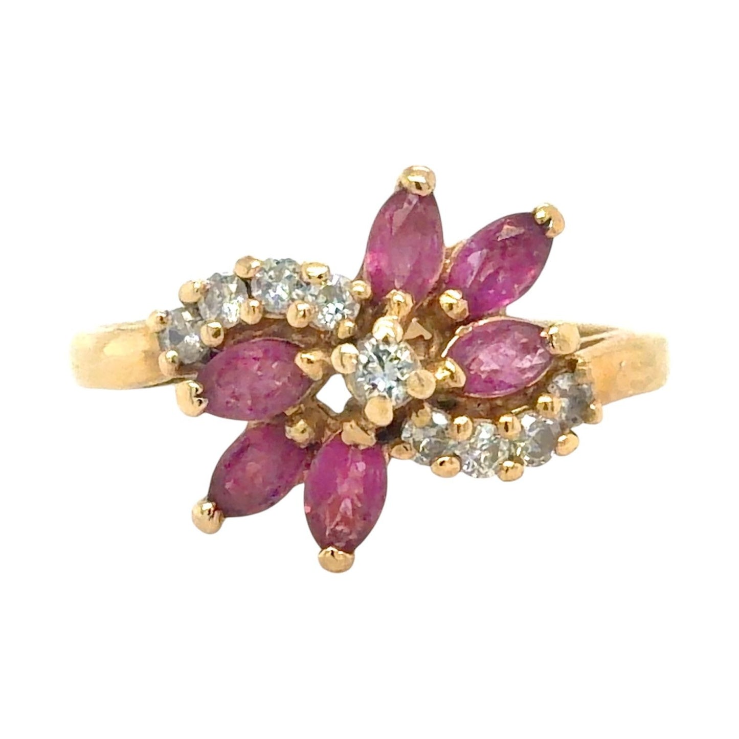 Vintage 1ctw Ruby & Diamond 14K Yellow Gold Ring 4.3g Size 8.5