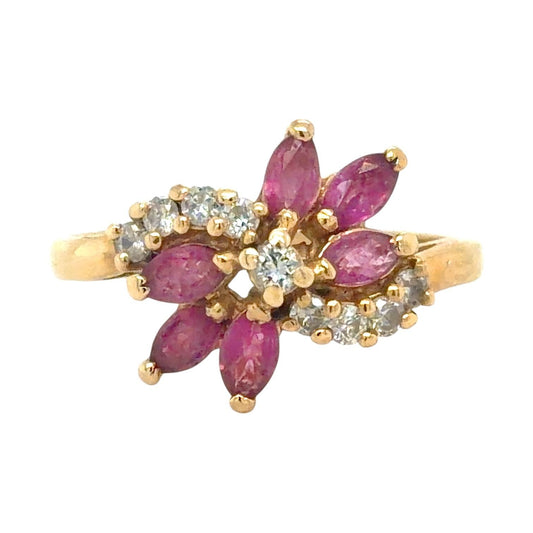 Vintage 1ctw Ruby & Diamond 14K Yellow Gold Ring 4.3g Size 8.5