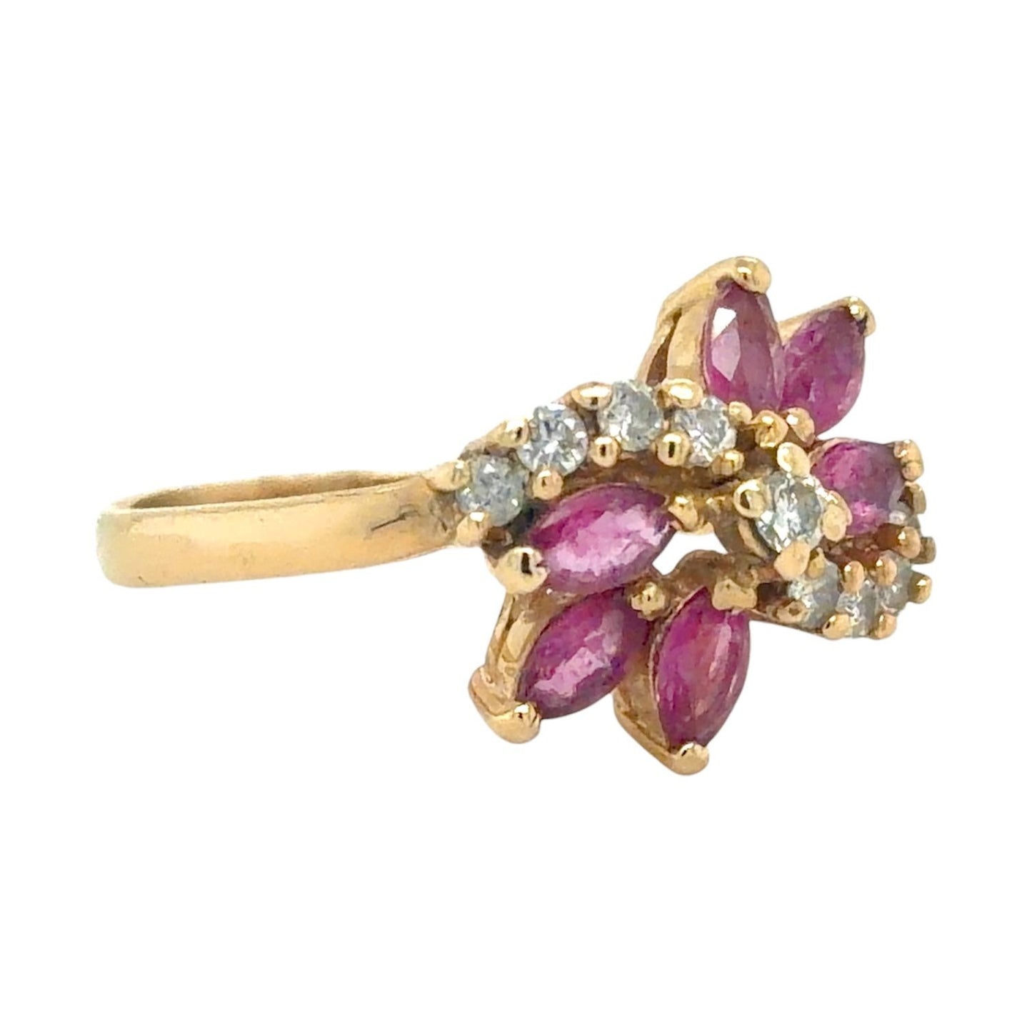 Vintage 1ctw Ruby & Diamond 14K Yellow Gold Ring 4.3g Size 8.5