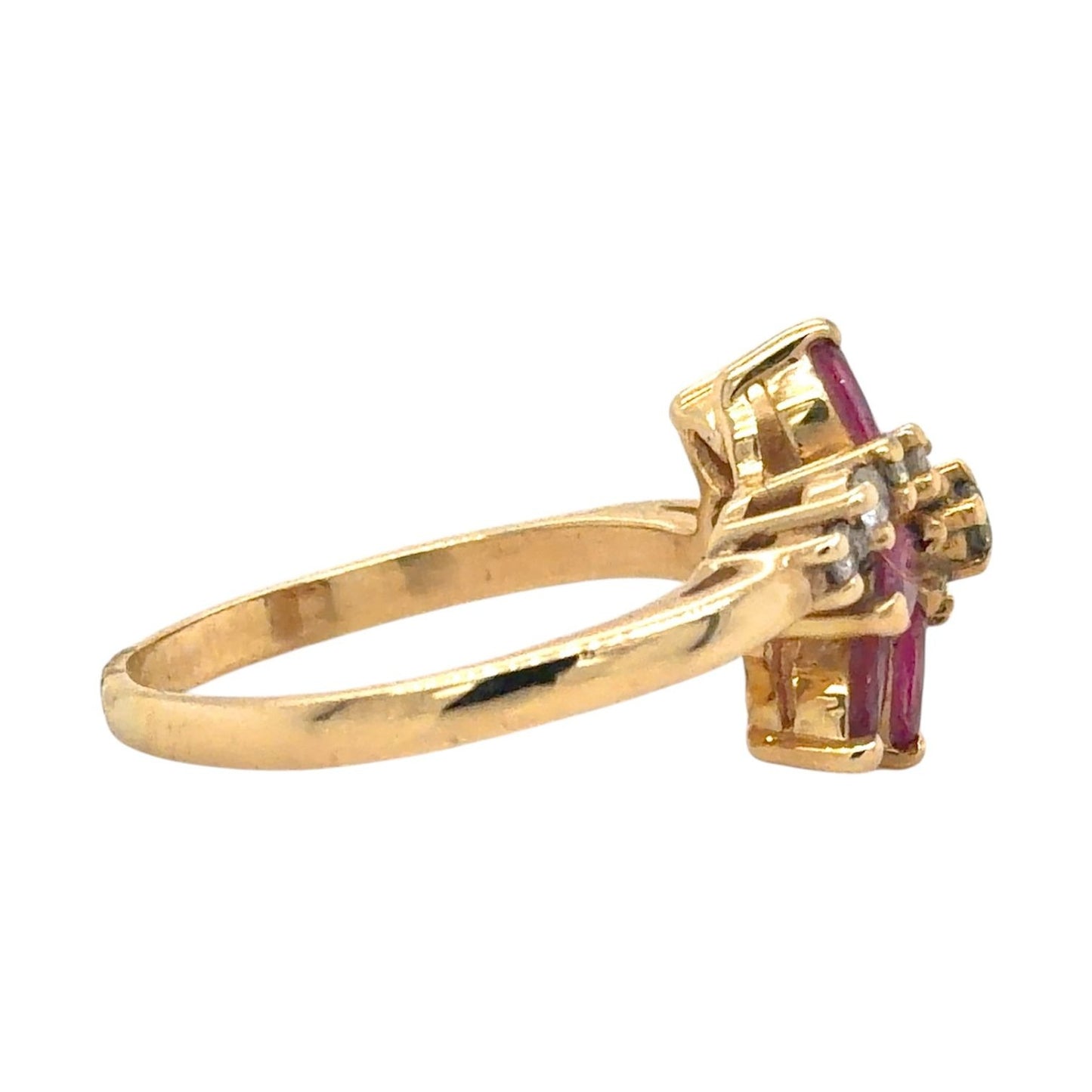 Vintage 1ctw Ruby & Diamond 14K Yellow Gold Ring 4.3g Size 8.5