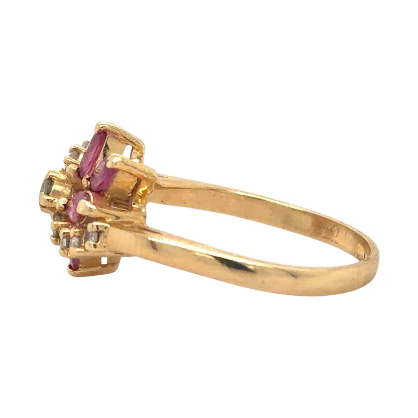 Vintage 1ctw Ruby & Diamond 14K Yellow Gold Ring 4.3g Size 8.5