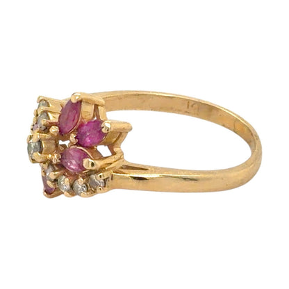 Vintage 1ctw Ruby & Diamond 14K Yellow Gold Ring 4.3g Size 8.5