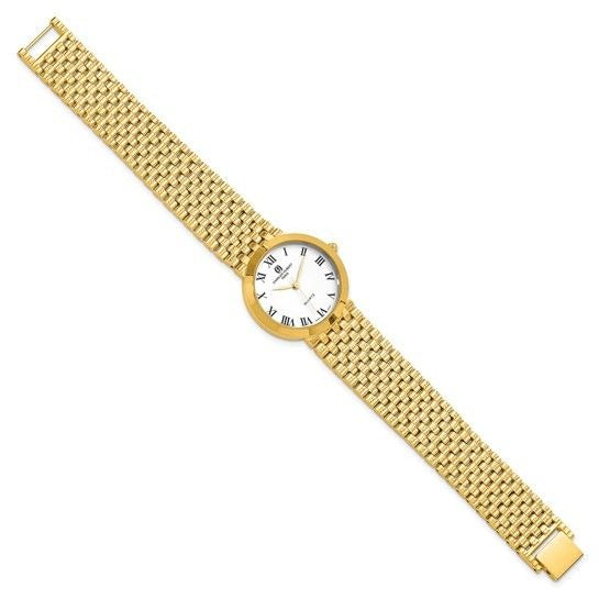 Mens Charles Hubert Satin Gold Finish Brass 32mm Watch With Roman Numerals & Quartz Movement