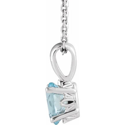 March Birthstone Natural Aquamarine 16-18" Necklace .925 Sterling Silver