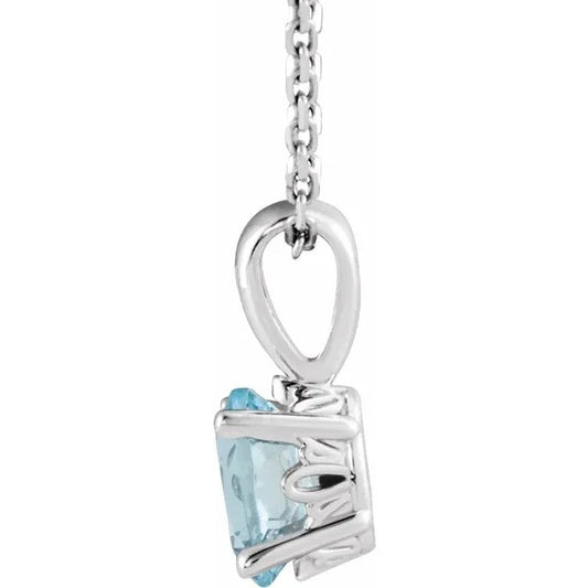 March Birthstone Natural Aquamarine 16-18" Necklace .925 Sterling Silver