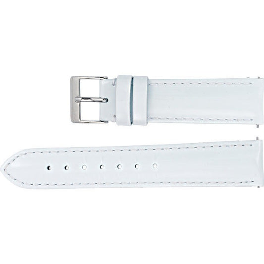 Ladies 18 mm Regular White EZ-Change™ Patent Leather Padded Watch Strap Band