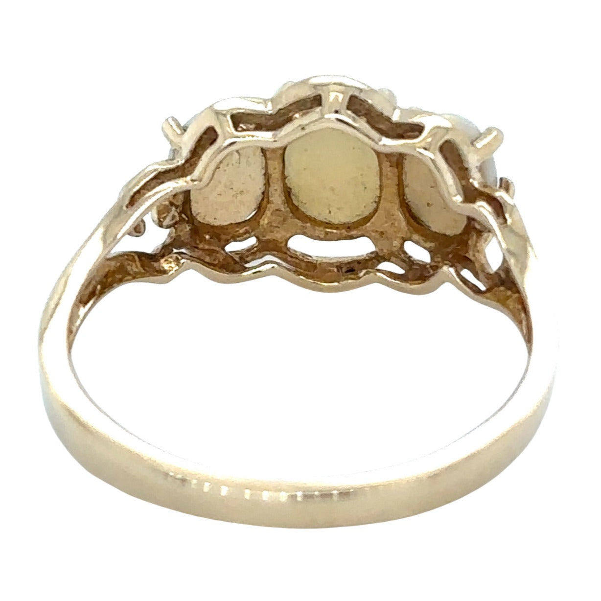 14k Yellow Gold Opal Trio Size 6.25 Ring 2.3g