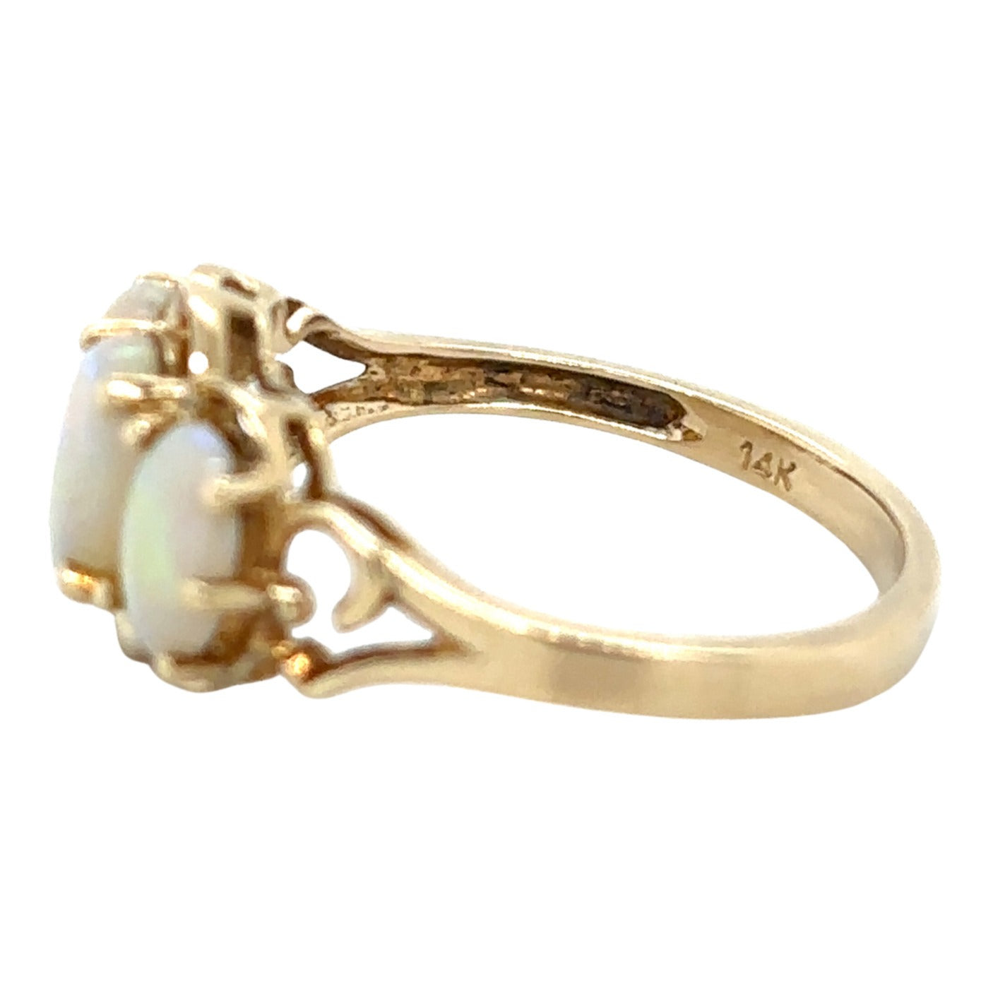 14k Yellow Gold Opal Trio Size 6.25 Ring 2.3g