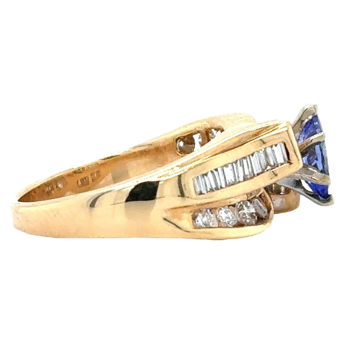 Tanzanite Solitaire with Diamond Accents 14k Yellow Gold Ring 6.6g Size 6.5
