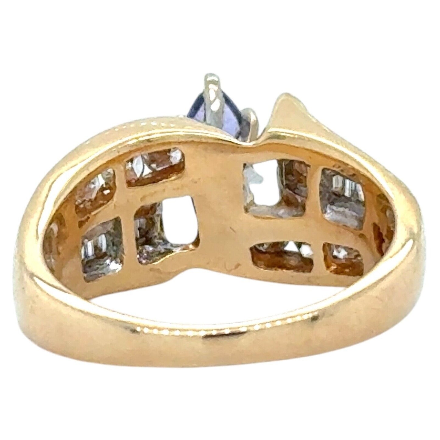 Tanzanite Solitaire with Diamond Accents 14k Yellow Gold Ring 6.6g Size 6.5