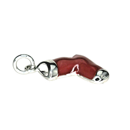 Enameled Christmas Stocking Charm Pendant .925 Sterling Silver