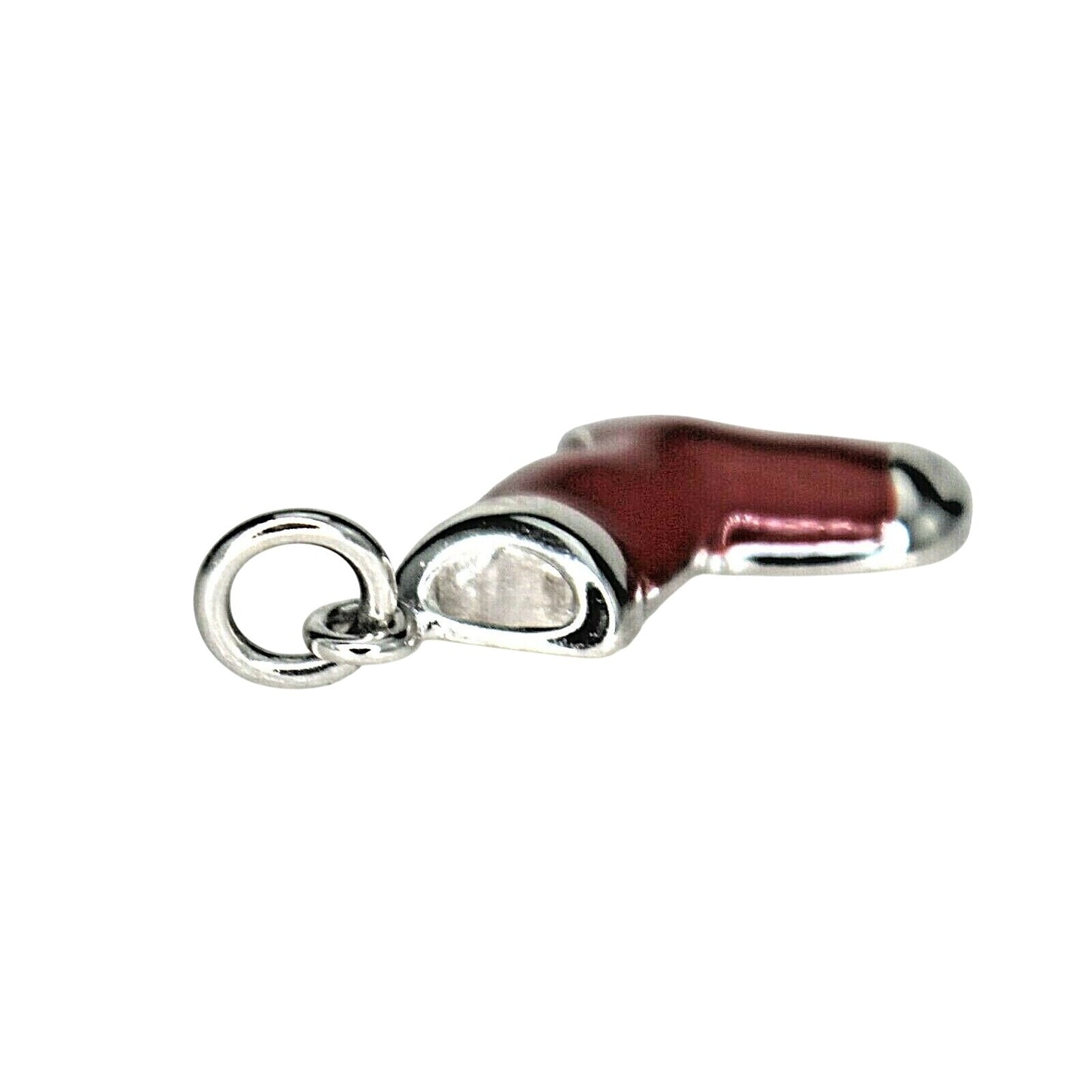 Enameled Christmas Stocking Charm Pendant .925 Sterling Silver