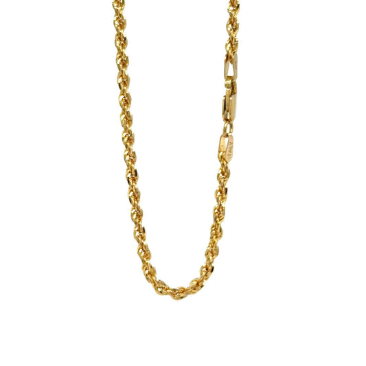 14K Yellow Gold 2.5mm Rope Chain Necklace 24"  Lobster Clasp 12.9g