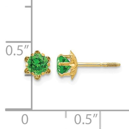 14k Madi K 4mm Round CZ May Birthstone Screwback Post Earrings