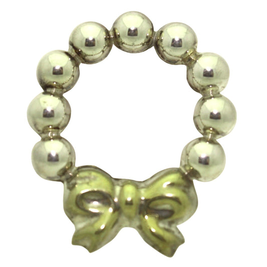 Sterling Silver Bead Wreath Bow Accent Brooch