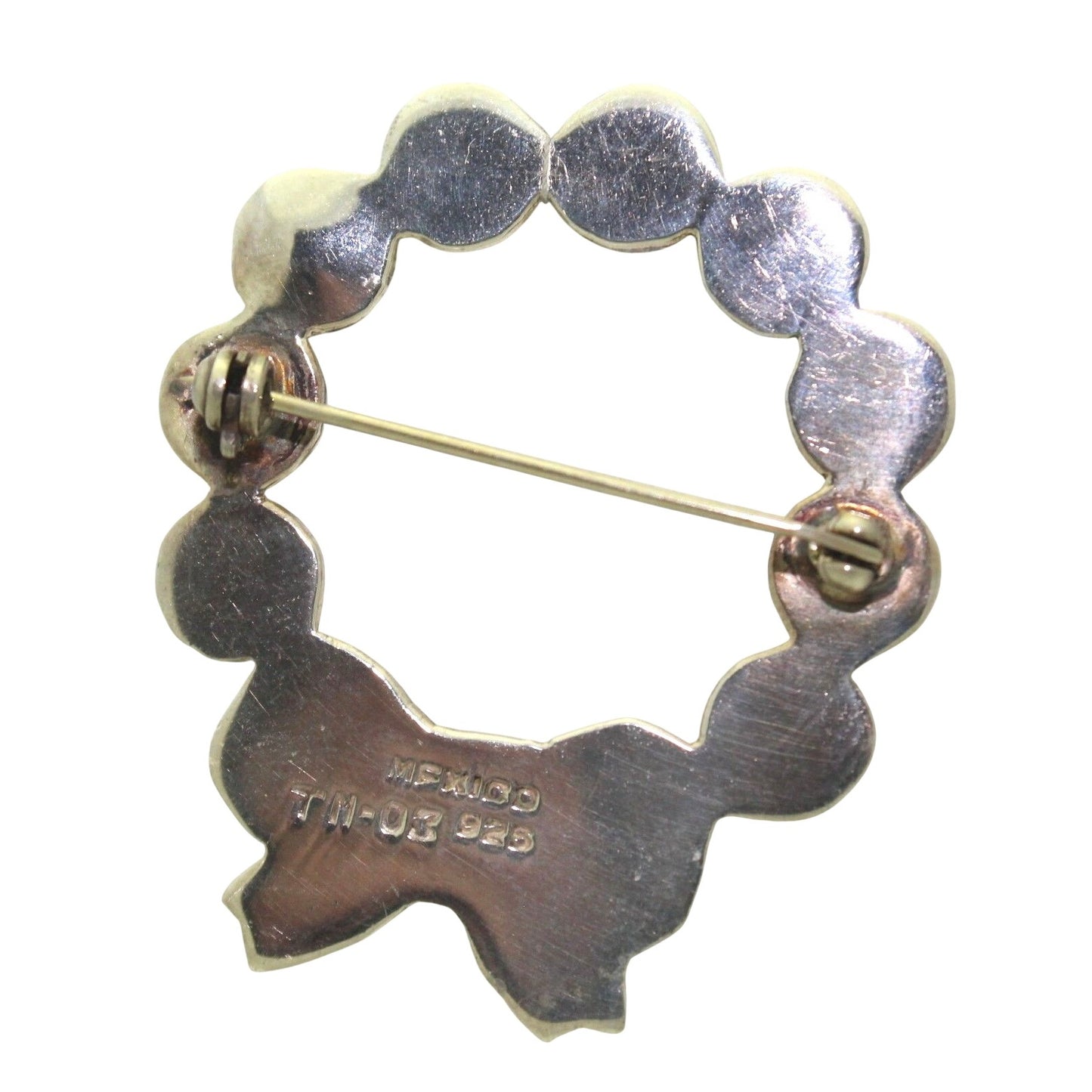 Sterling Silver Bead Wreath Bow Accent Brooch