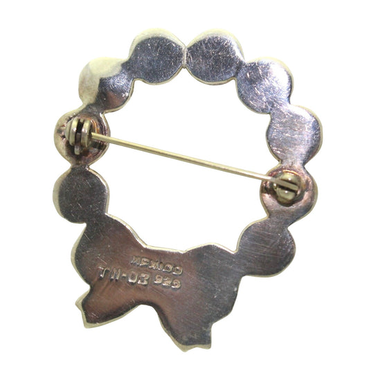 Sterling Silver Bead Wreath Bow Accent Brooch