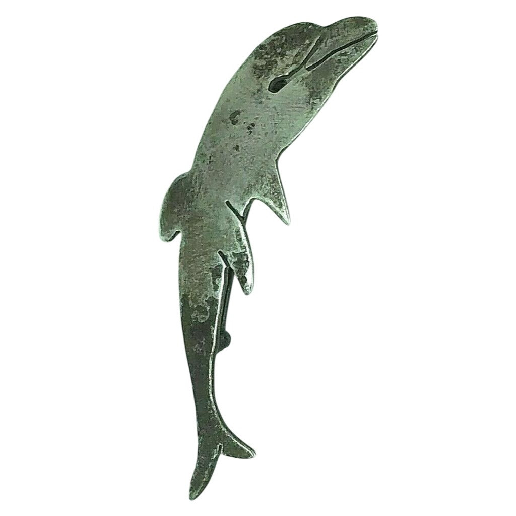 Vintage Dolphin Pin .925 Sterling Silver 7.8g Elegant Design