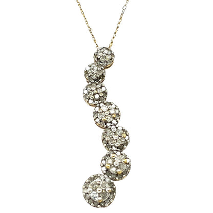 1ctw Diamond Cluster Journey Pendant 20in Chain 10k Yellow Gold 3.0g