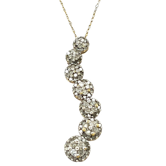 1ctw Diamond Cluster Journey Pendant 20in Chain 10k Yellow Gold 3.0g