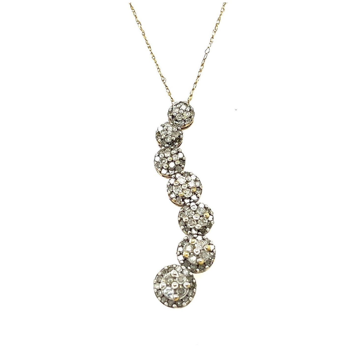 1ctw Diamond Cluster Journey Pendant 20in Chain 10k Yellow Gold 3.0g