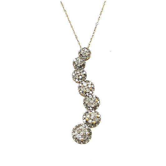 1ctw Diamond Cluster Journey Pendant 20in Chain 10k Yellow Gold 3.0g