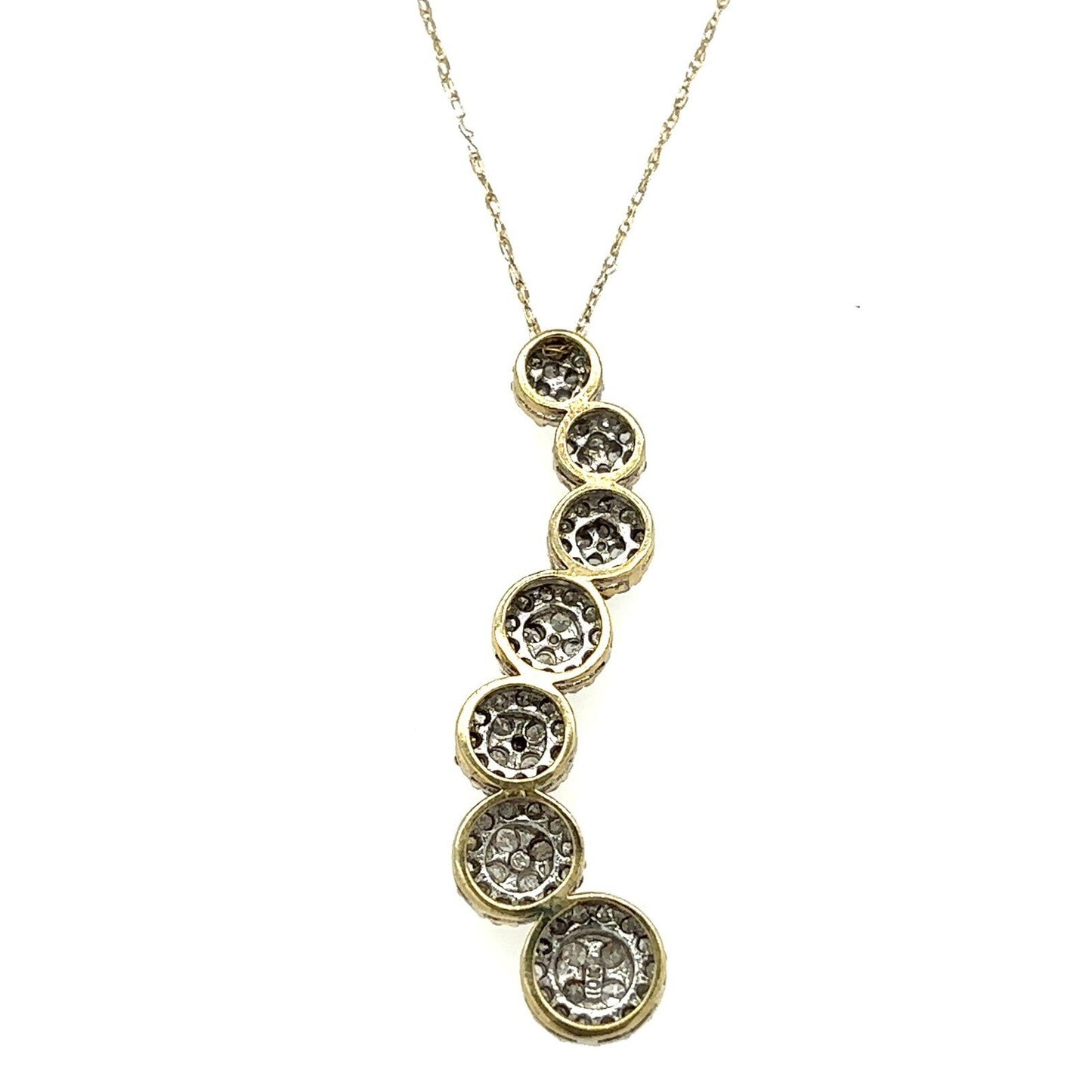 1ctw Diamond Cluster Journey Pendant 20in Chain 10k Yellow Gold 3.0g