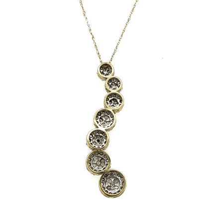 1ctw Diamond Cluster Journey Pendant 20in Chain 10k Yellow Gold 3.0g
