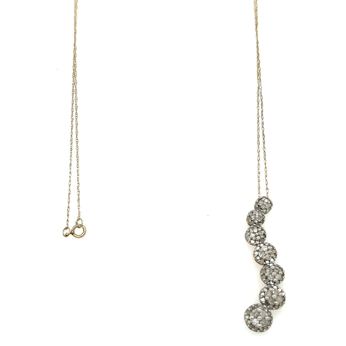 1ctw Diamond Cluster Journey Pendant 20in Chain 10k Yellow Gold 3.0g