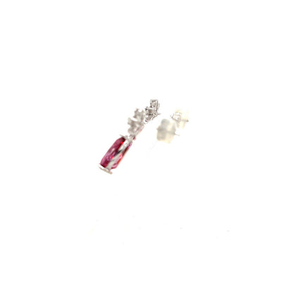 14k White Gold Pear Cut Imitation Pink Sapphire &  Diamond Earrings 3.7