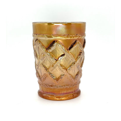 Vintage Carnival Glass Cup Iridescent Tumblr Water Marigold Orange