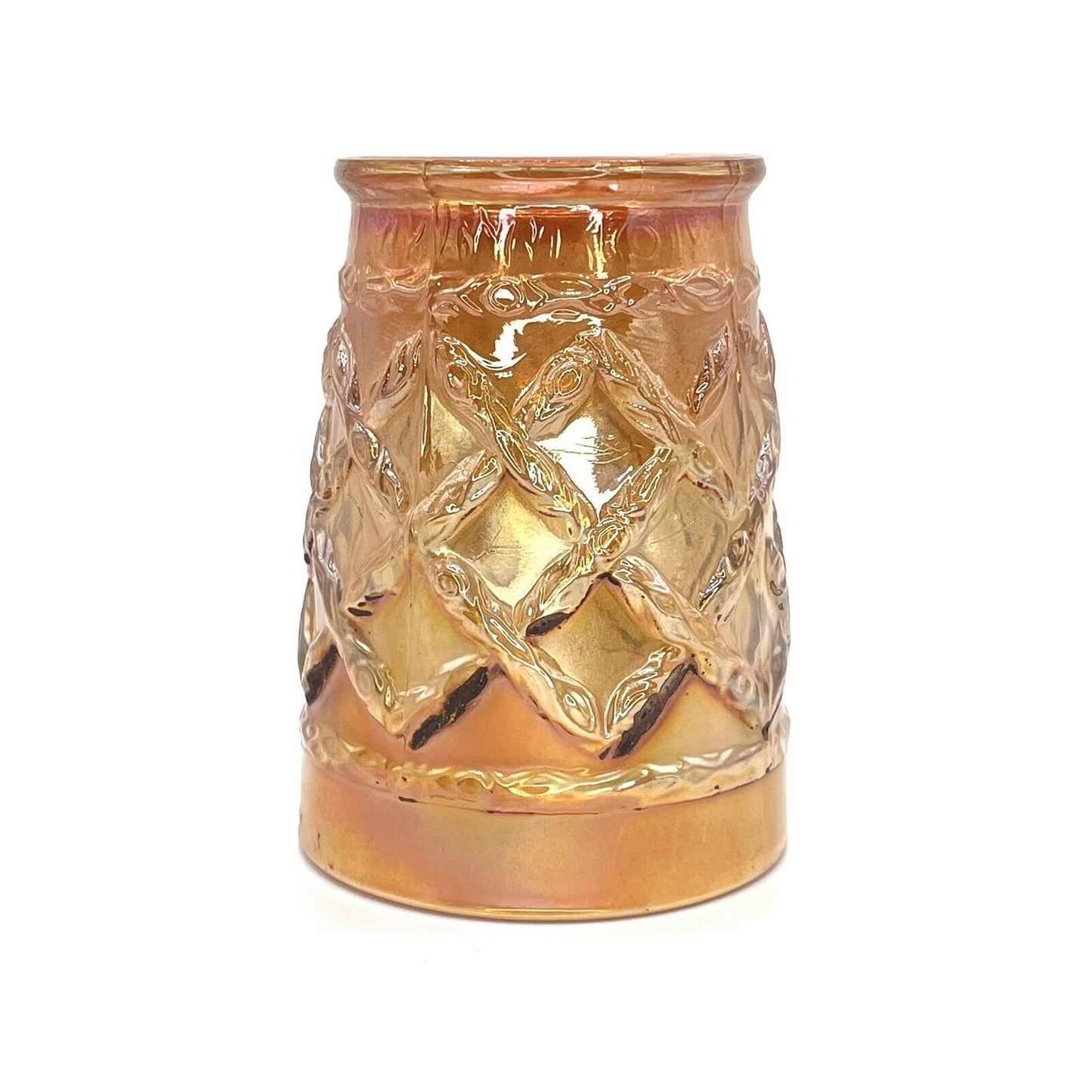 Vintage Carnival Glass Cup Iridescent Tumblr Water Marigold Orange
